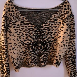 animal print off the shoulder sweater